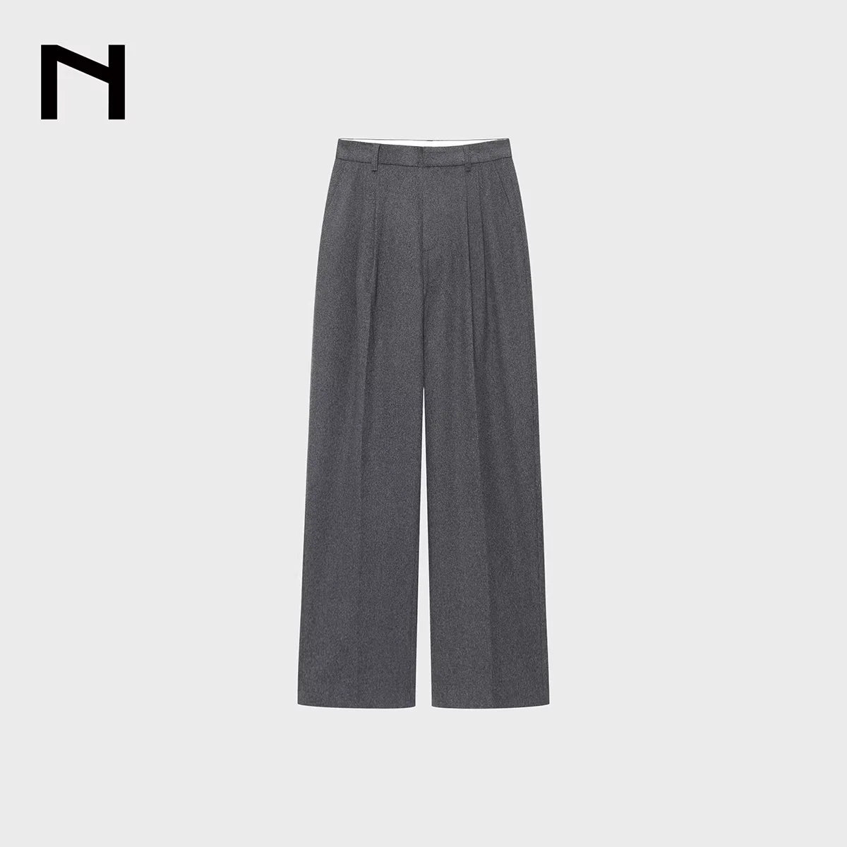 NANS Menswear Wool Blend Pleated Wide-Leg Suit Trousers