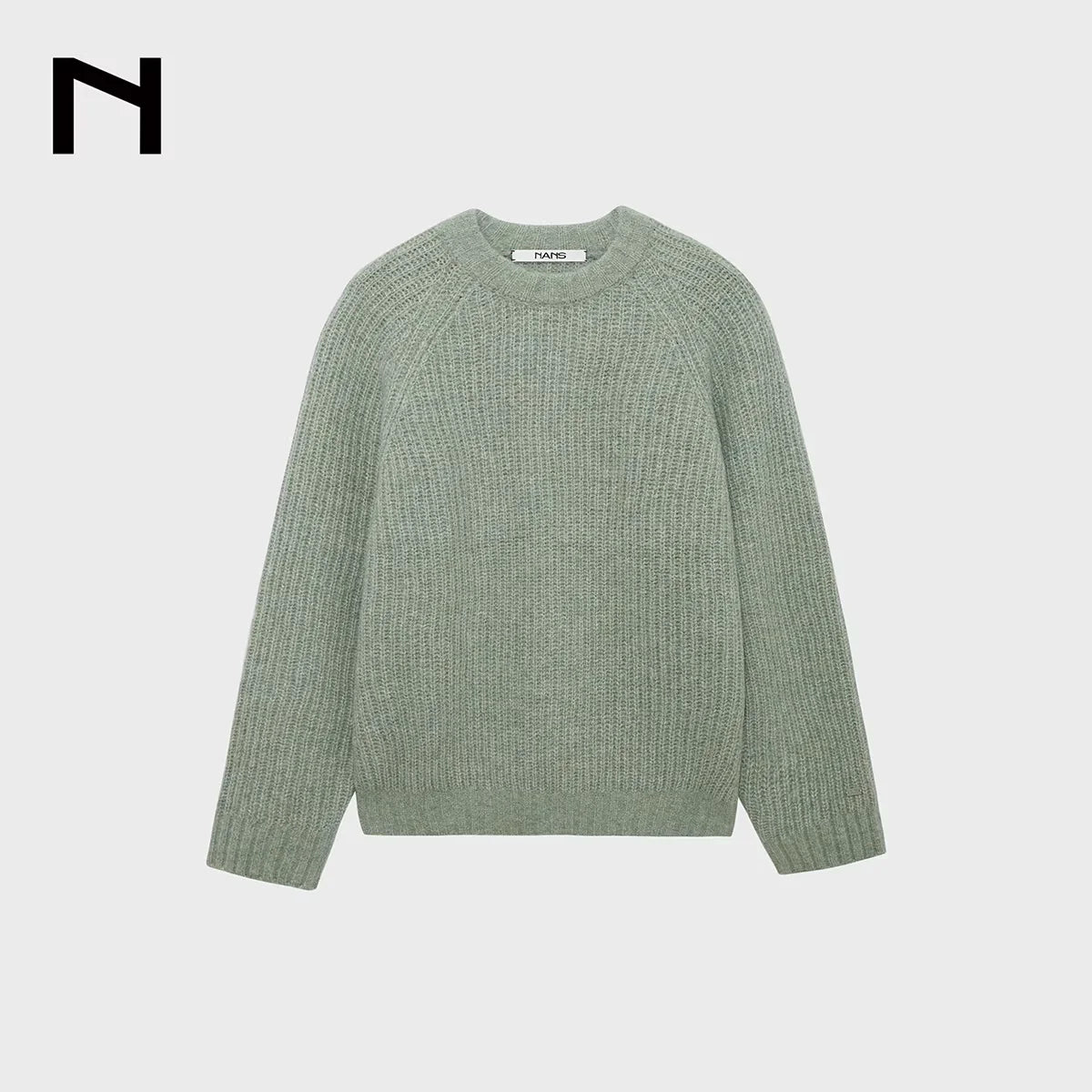 NANS Menswear Heavyweight Alpaca Wool Blend Raglan Crew Neck Sweater