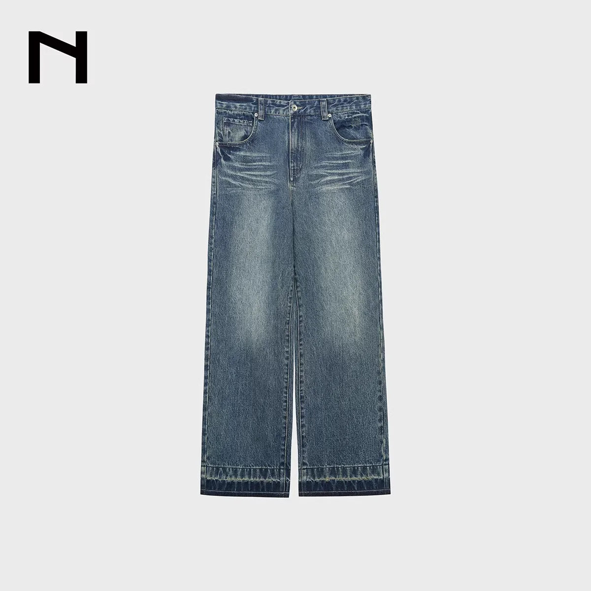 NANS Menswear 14oz Heavyweight Mid-Rise Distressed Cropped Jeans