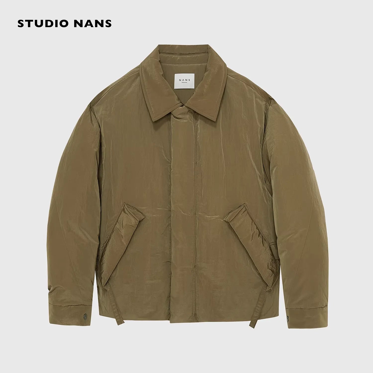 NANS Oversized Metallic Nylon Down Jacket with Flap Pockets