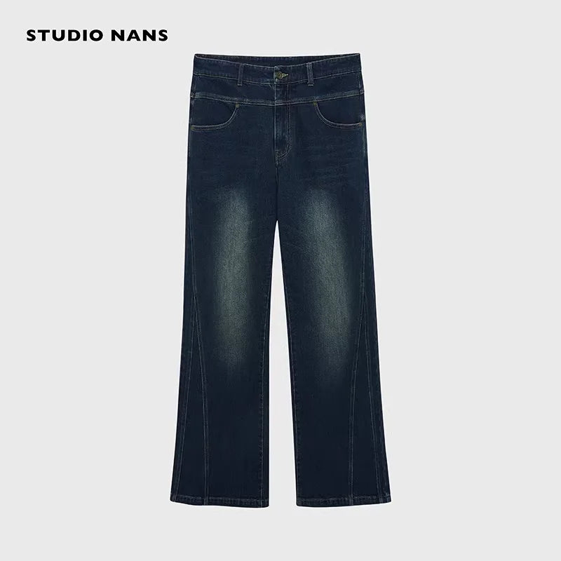 NANS Menswear Vintage Washed Flared Denim Pants