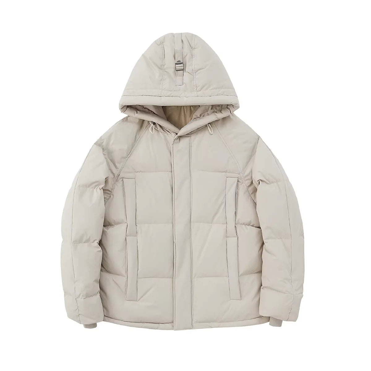 NANS Menswear Hooded Quilted Down Puffer Jacket with Pocket and Stripe Detail