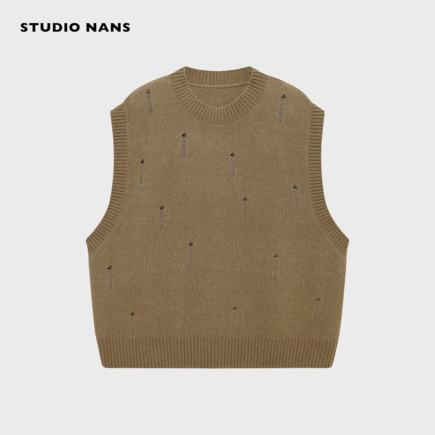 NANS Menswear Wool Blend Distressed Knit Cardigan and Vest