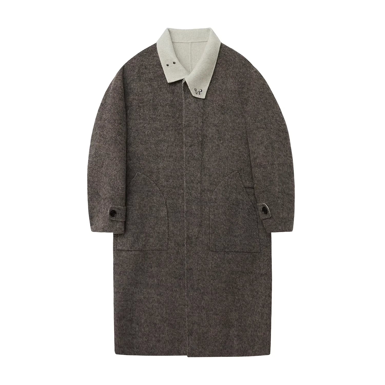 NANS Menswear Double-Sided Wool and Rabbit Hair Reversible Coat with High Collar