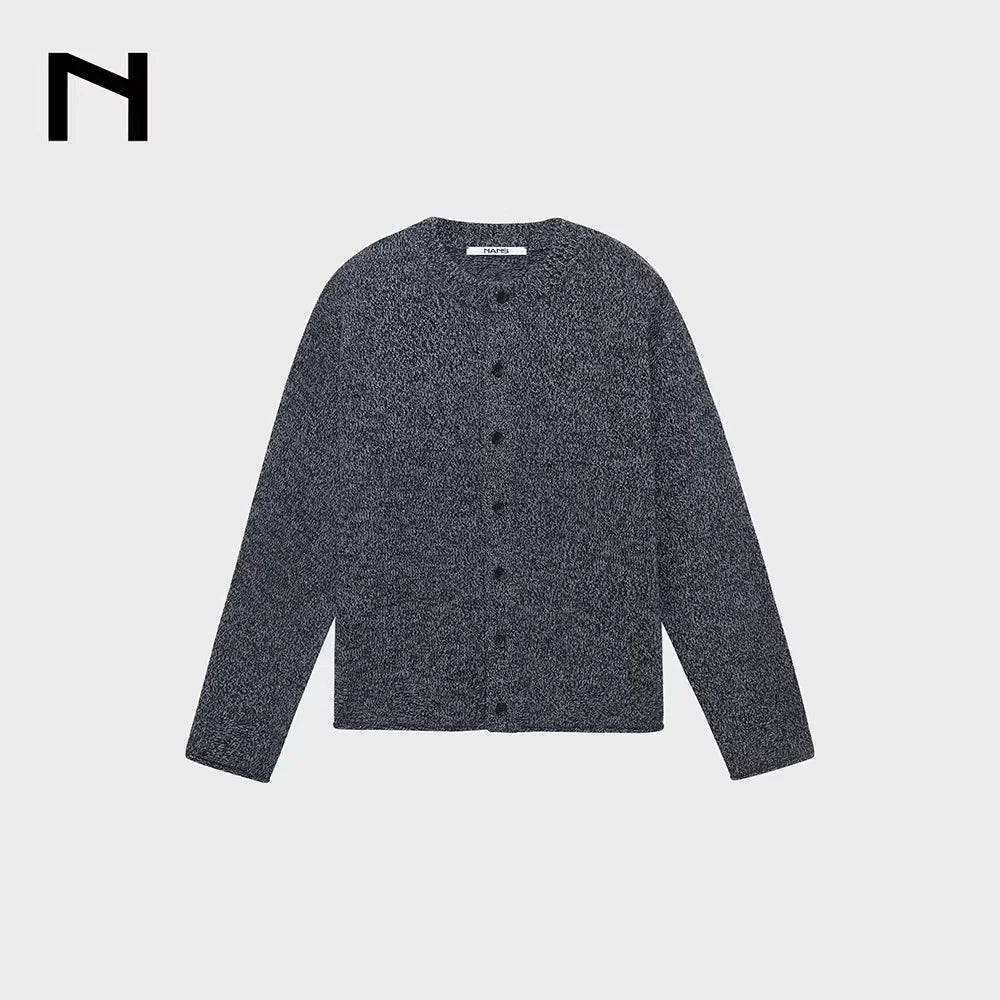 NANS Menswear Men's Extra Fine Merino Wool Slim Knit Cardigan