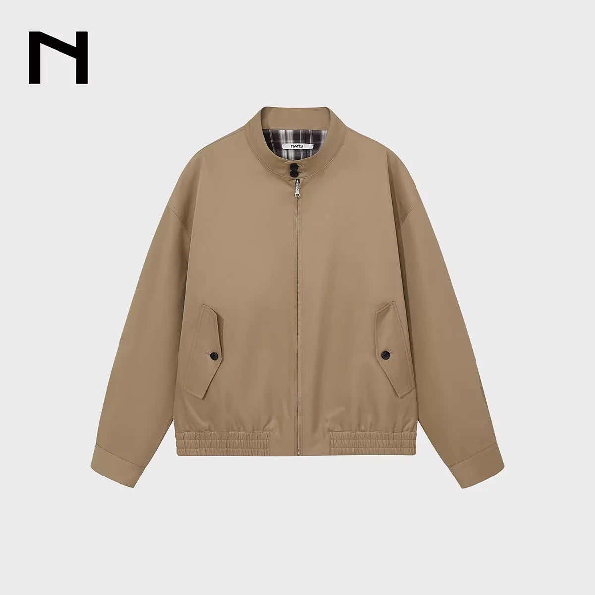 NANS Menswear Reversible Harrington Jacket with Plaid Lining