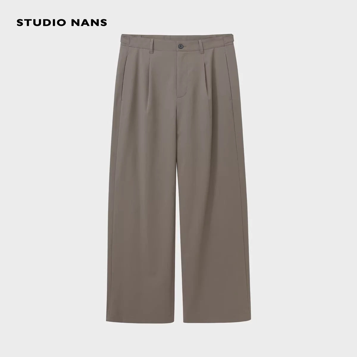 NANS Menswear 70s Style Wool Blend Pleated Suit Trousers with Adjustable Waistband