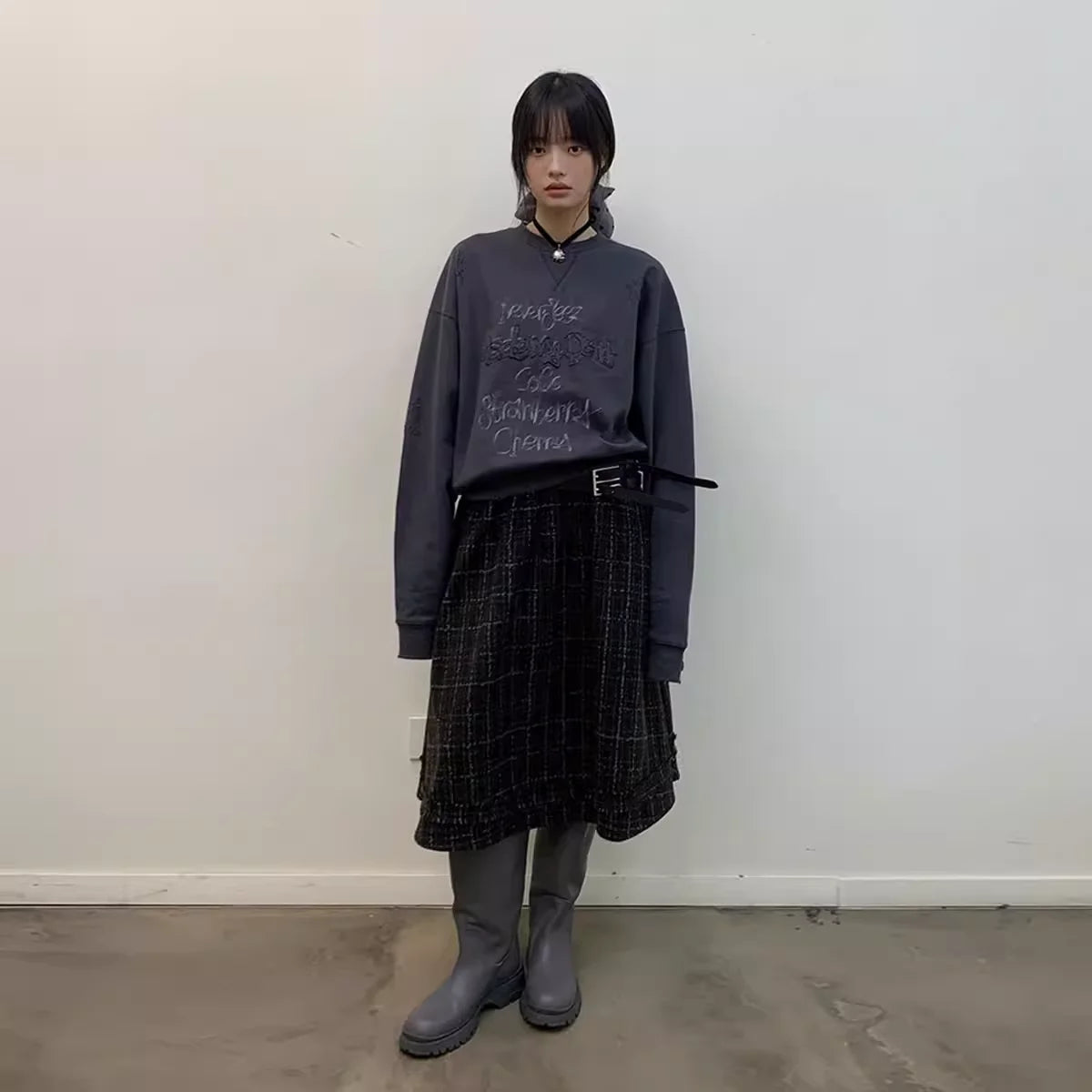 NeverSeez Vintage Patch Embroidered Crewneck Sweatshirt