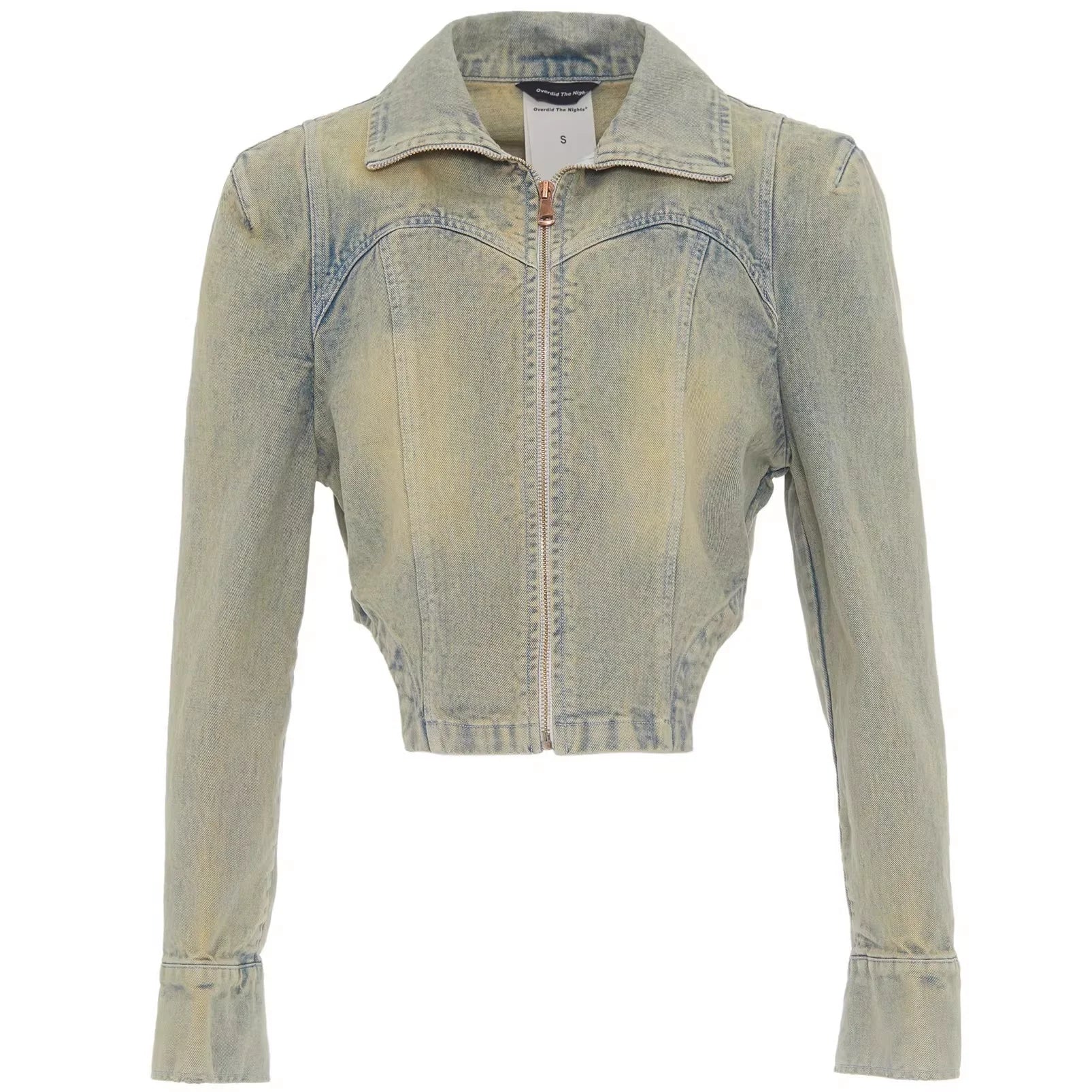 Amee Vintage Washed Cropped Denim Jacket for Women