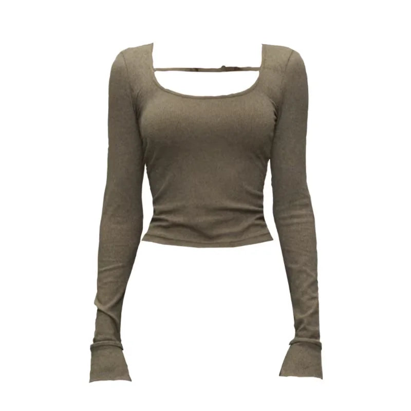 Amee Women's Vintage Slim-Fit Long Sleeve T-Shirt