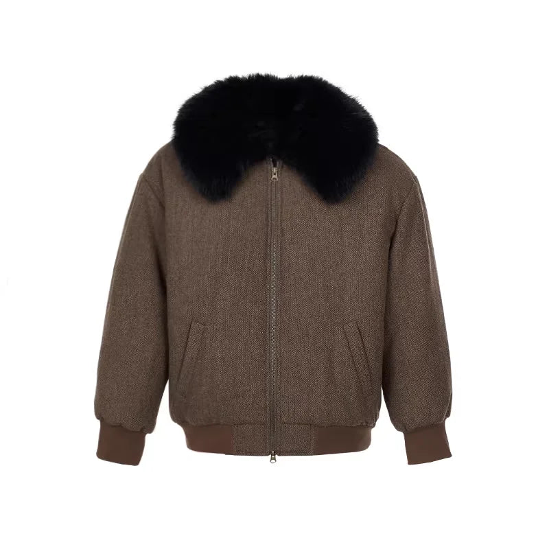 Amee Women's Vintage Wool-Collar Padded Winter Coat