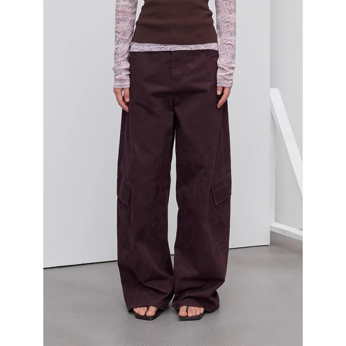 RandomPiece Vintage Washed High-Waist Cargo Pants with Side Pockets