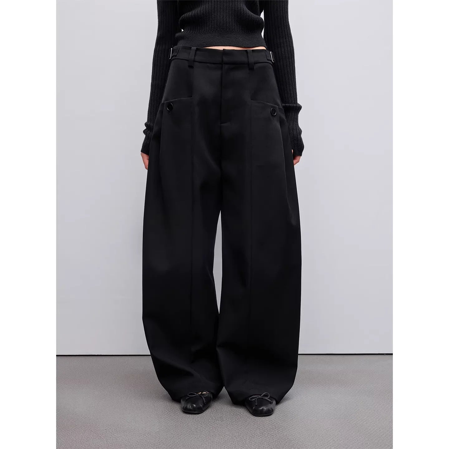 RandomPiece Wool Blend High-Waisted Wide-Leg Suit Pants