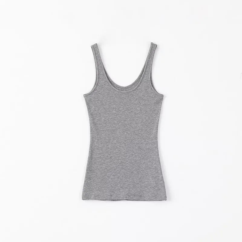 RandomPiece Slim Fit Tencel Wool Tank Top with U-Neckline