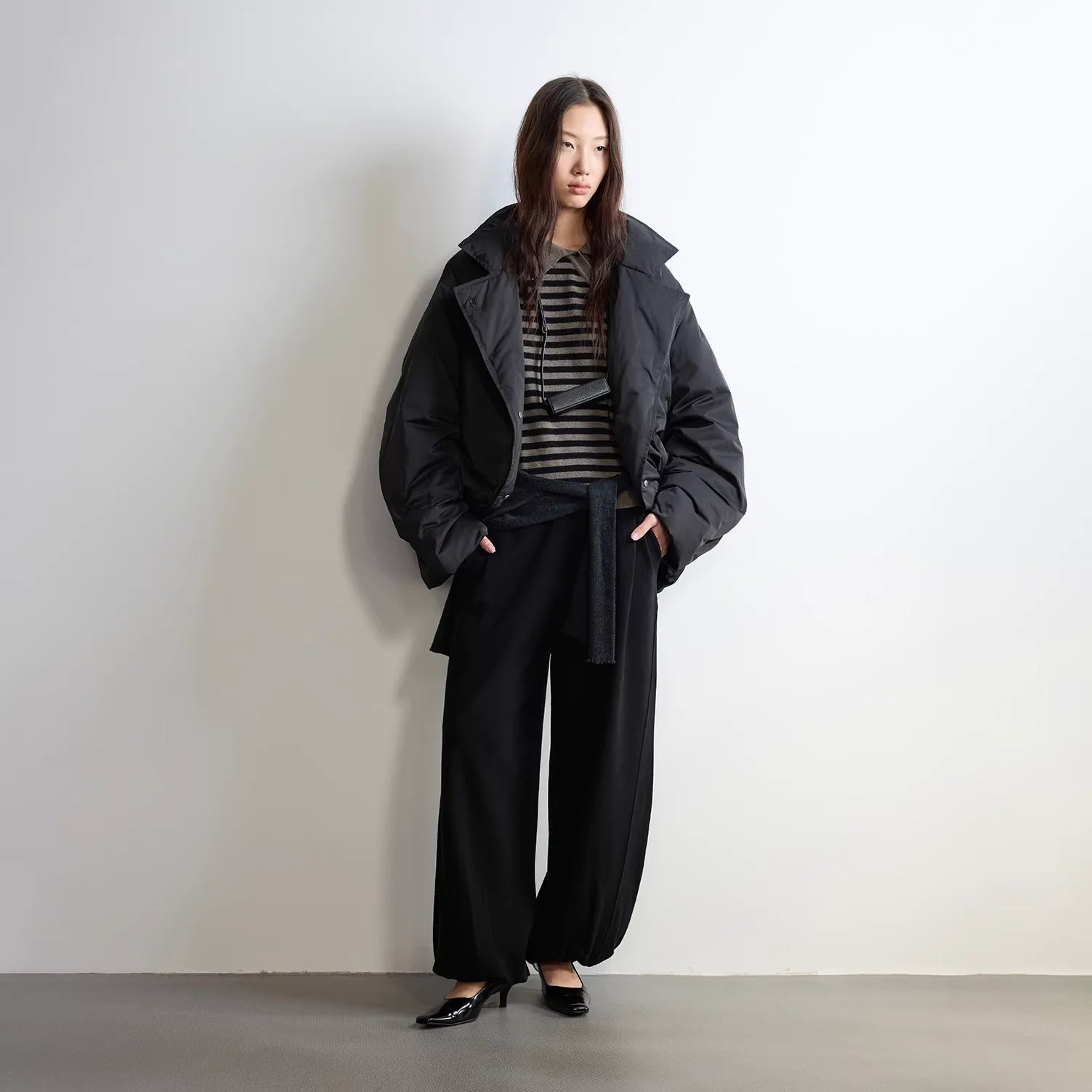 RandomPiece 90 White Duck Down Cocoon Jacket with Foldable Collar