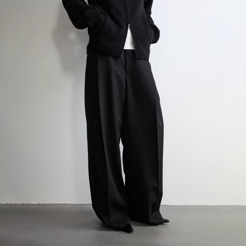 RandomPiece Merino Wool Pleated Wide-Leg Trousers