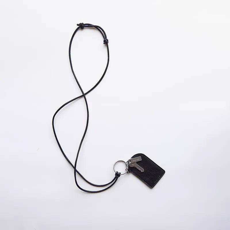 RandomPiece Embossed Leather Card Holder Necklace with Adjustable Cord