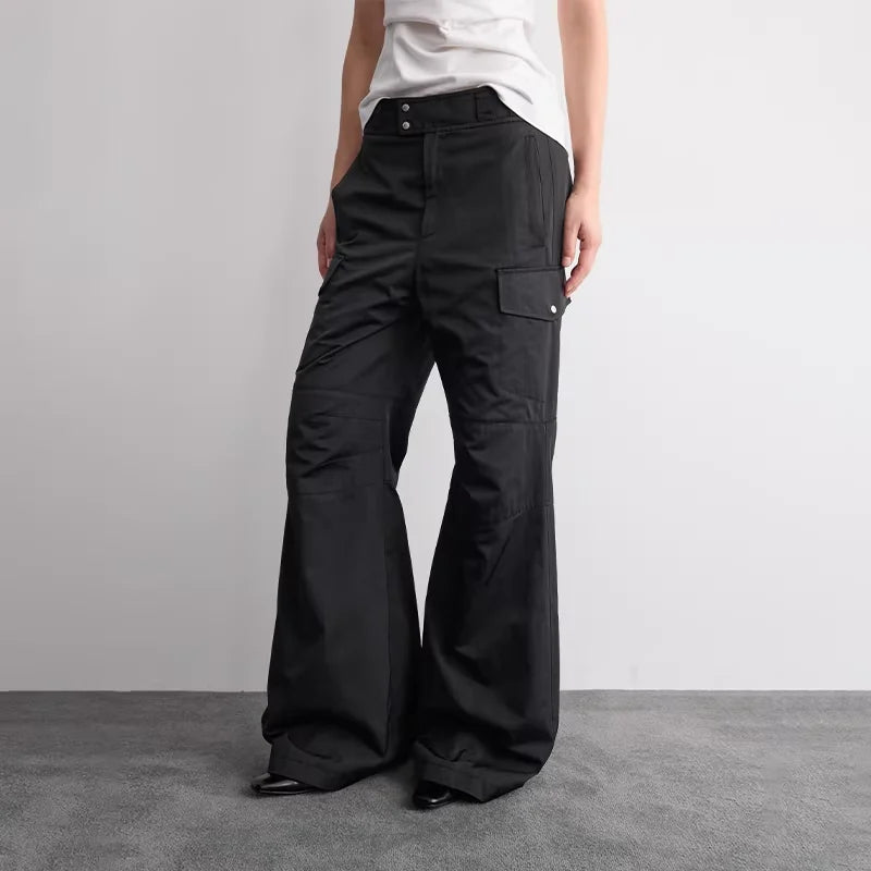 RandomPiece Women's Fleece-Lined Flared Winter Pants with Utility Pockets