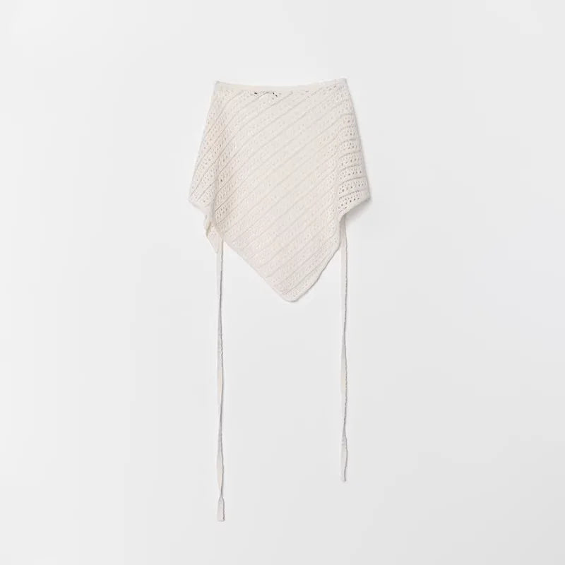 RandomPiece Knitted Hollow Triangle Scarf with Bamboo Slub Yarn