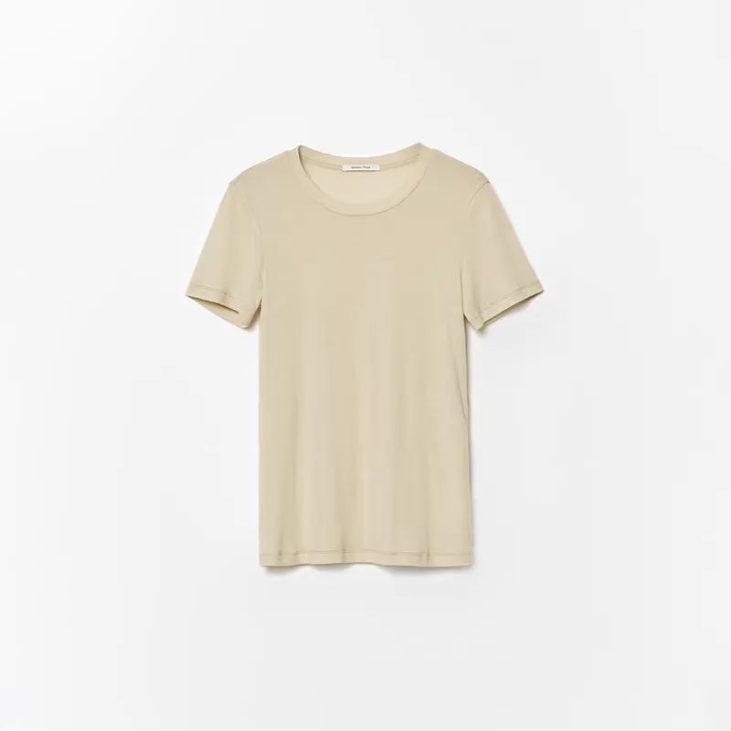 RandomPiece Merino Wool Slim Fit Short Sleeve T-Shirt with U-Neck