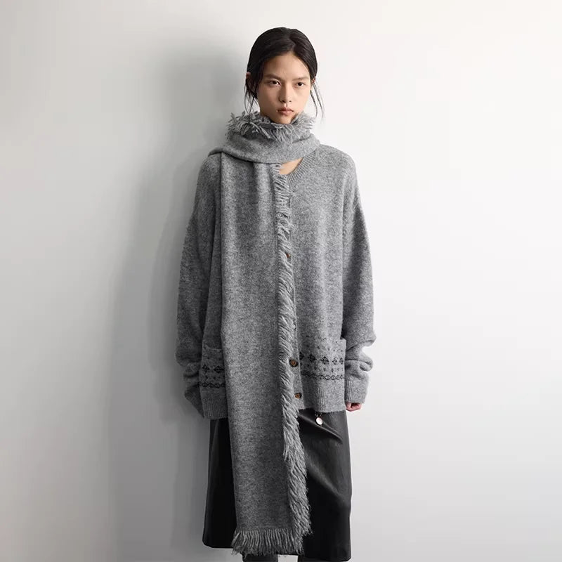 RandomPiece Alpaca Wool Blend Fringed Scarf – Soft, Warm, and Versatile