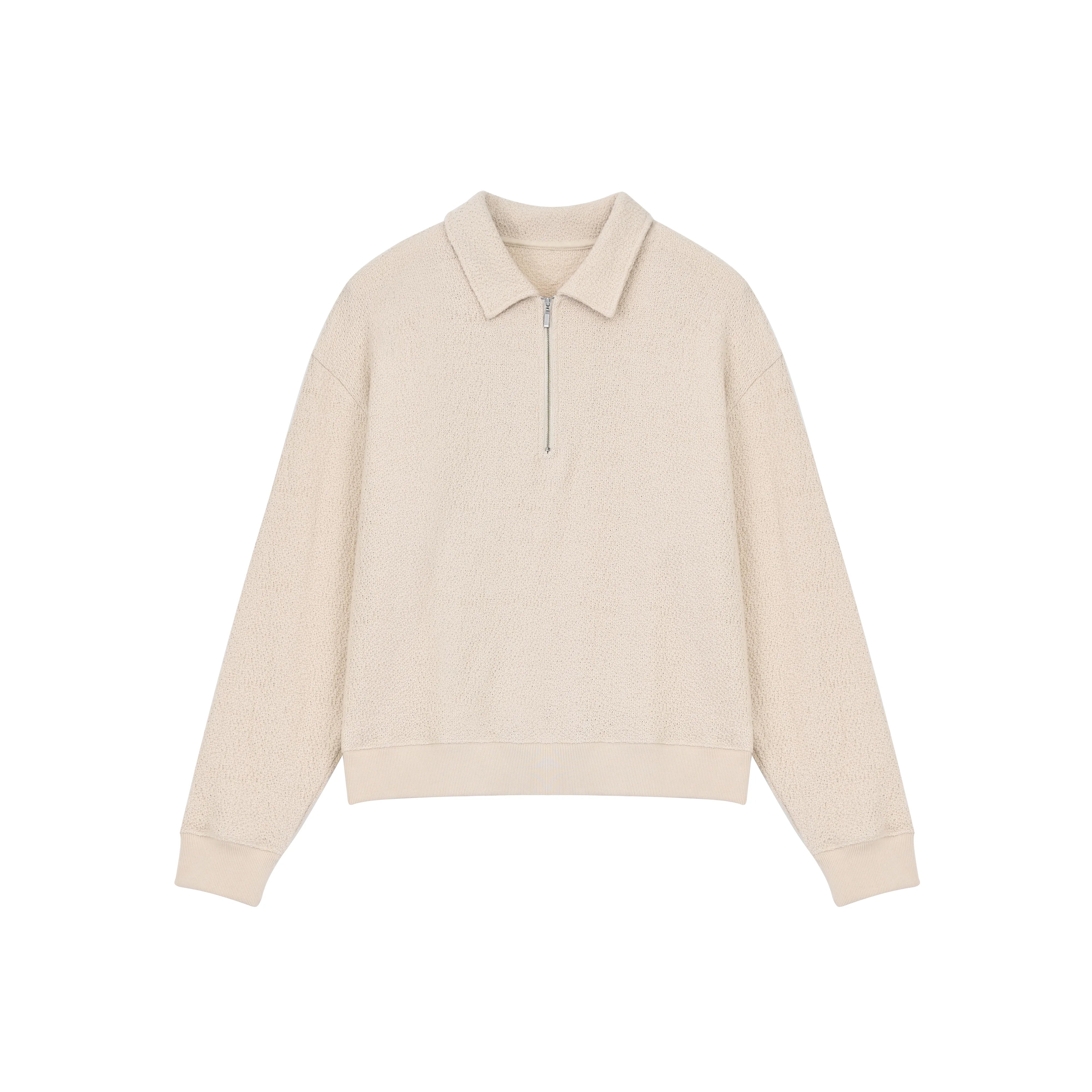 Roolrren homme Textured Cotton Jacquard Half-Zip Knit Sweatshirt