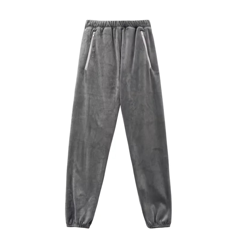 Roolrren homme Men's Double-Sided Fleece Cuffed Sweatpants