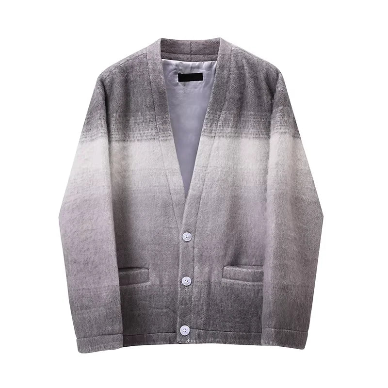 Roolrren homme Gradient Alpaca and Wool Blend Knit Cardigan Coat