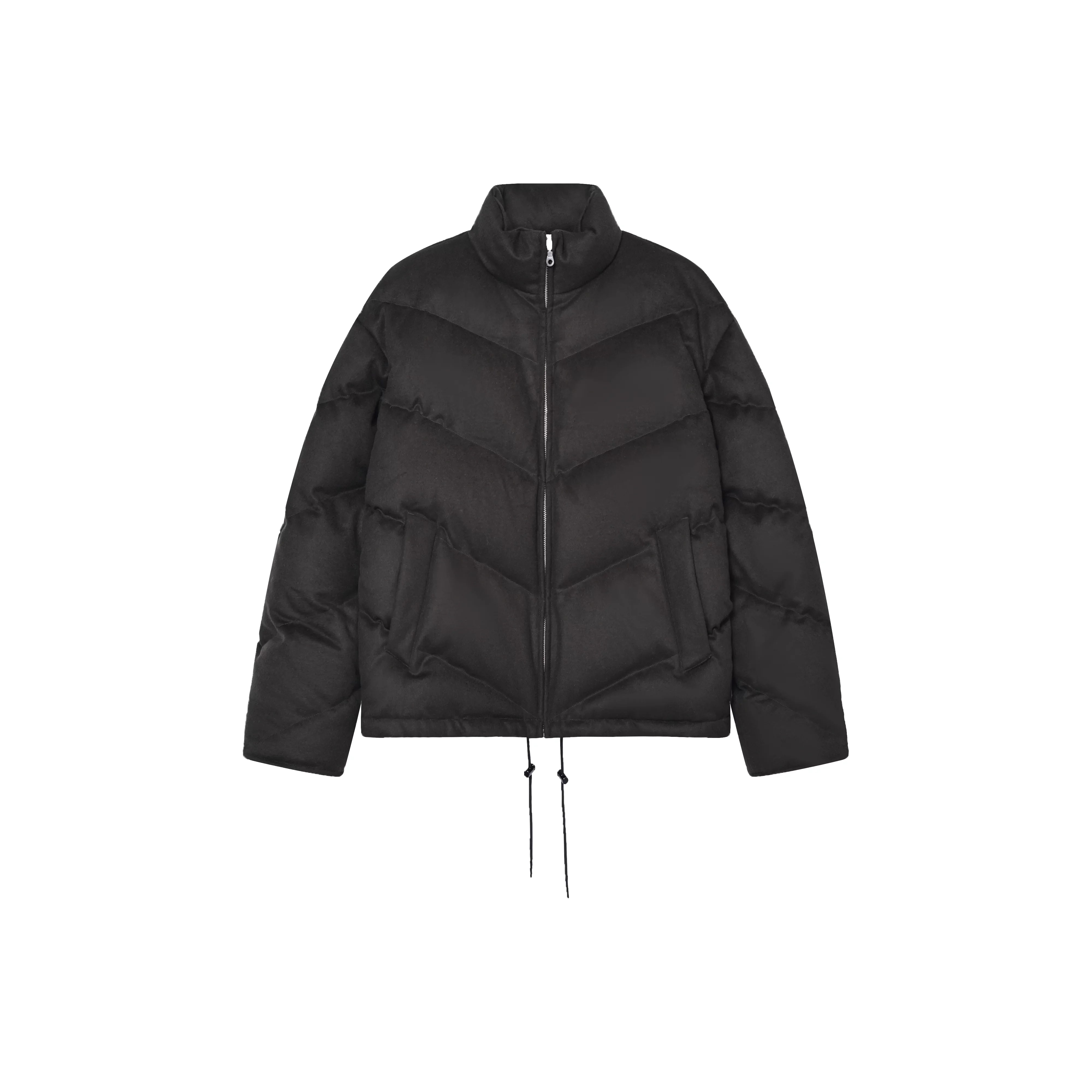 Roolrren homme Men's Wool Blend Goose Down Stand Collar Puffer Jacket