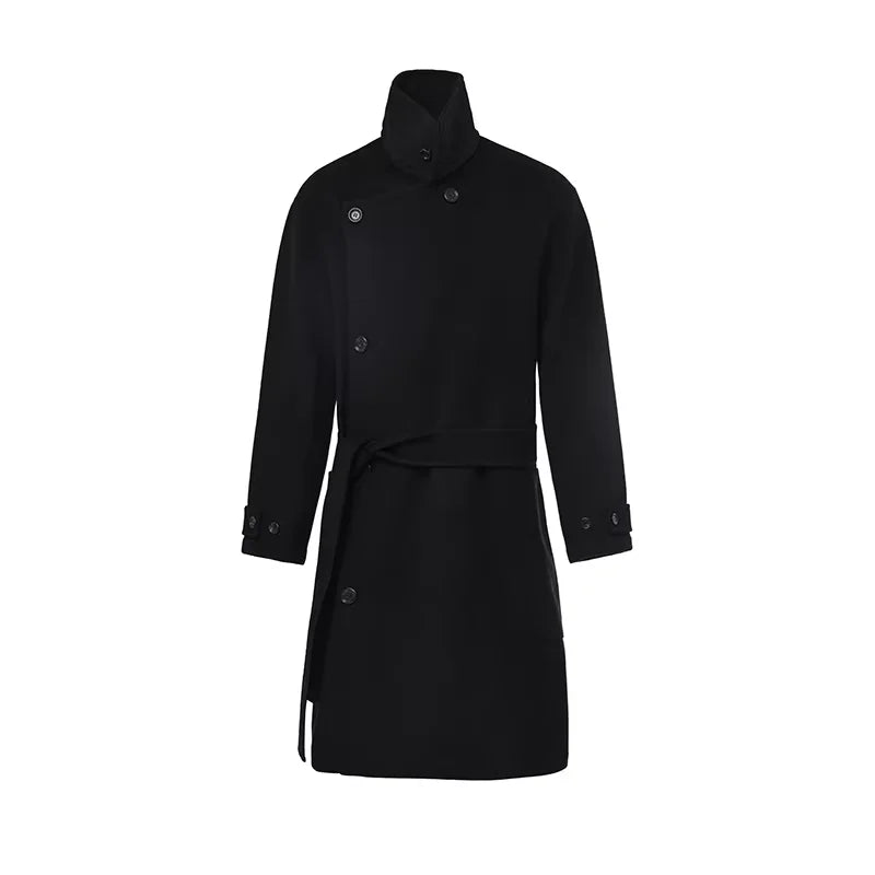 Roolrren homme Heavyweight Pure Wool Double-Breasted Trench Coat