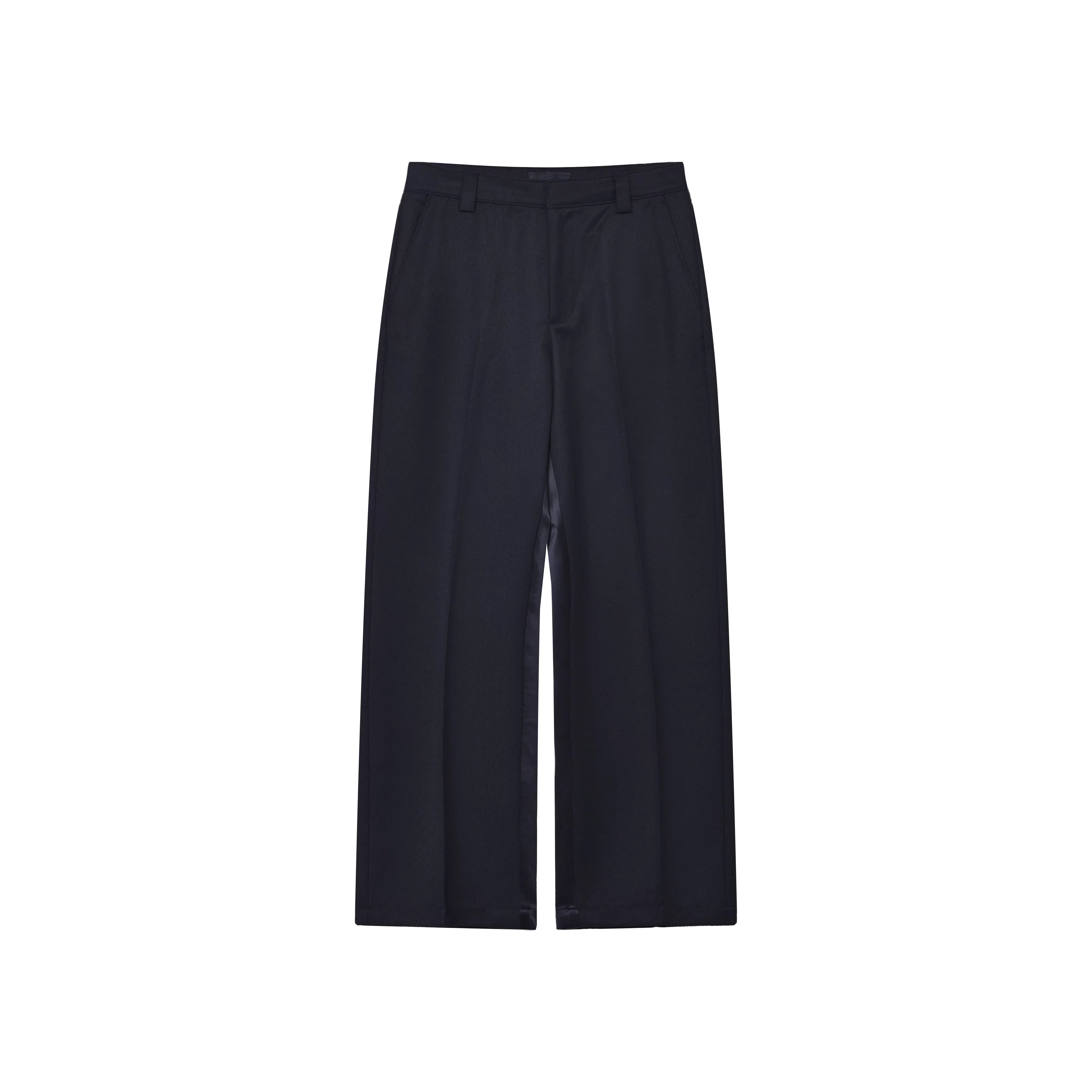 Roolrren homme Men's Wool-Silk Twill Straight-Leg Trousers
