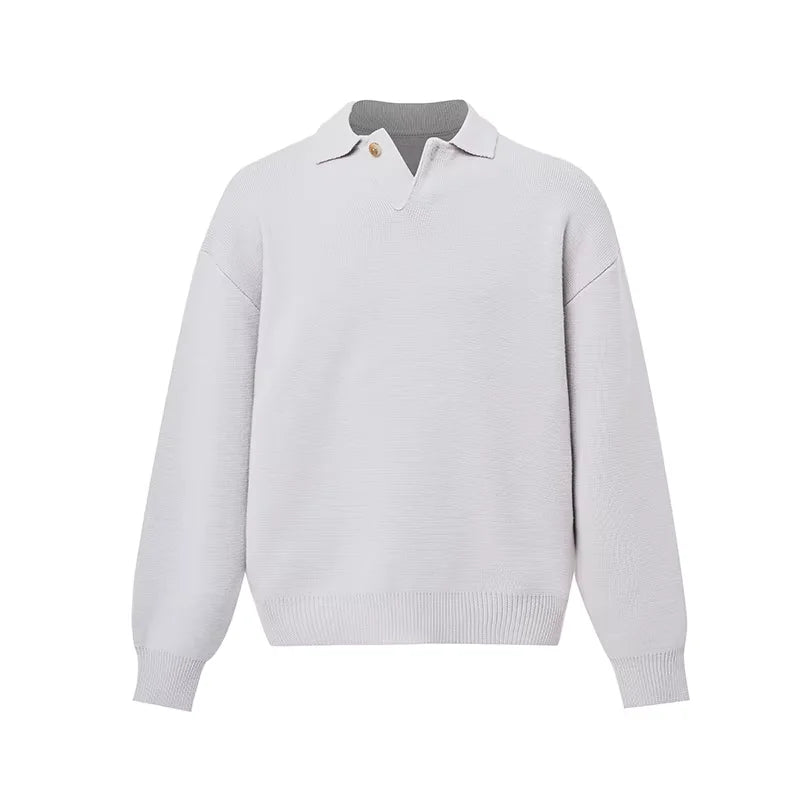 Roolrren homme Men's Merino Wool Knit Polo Sweater