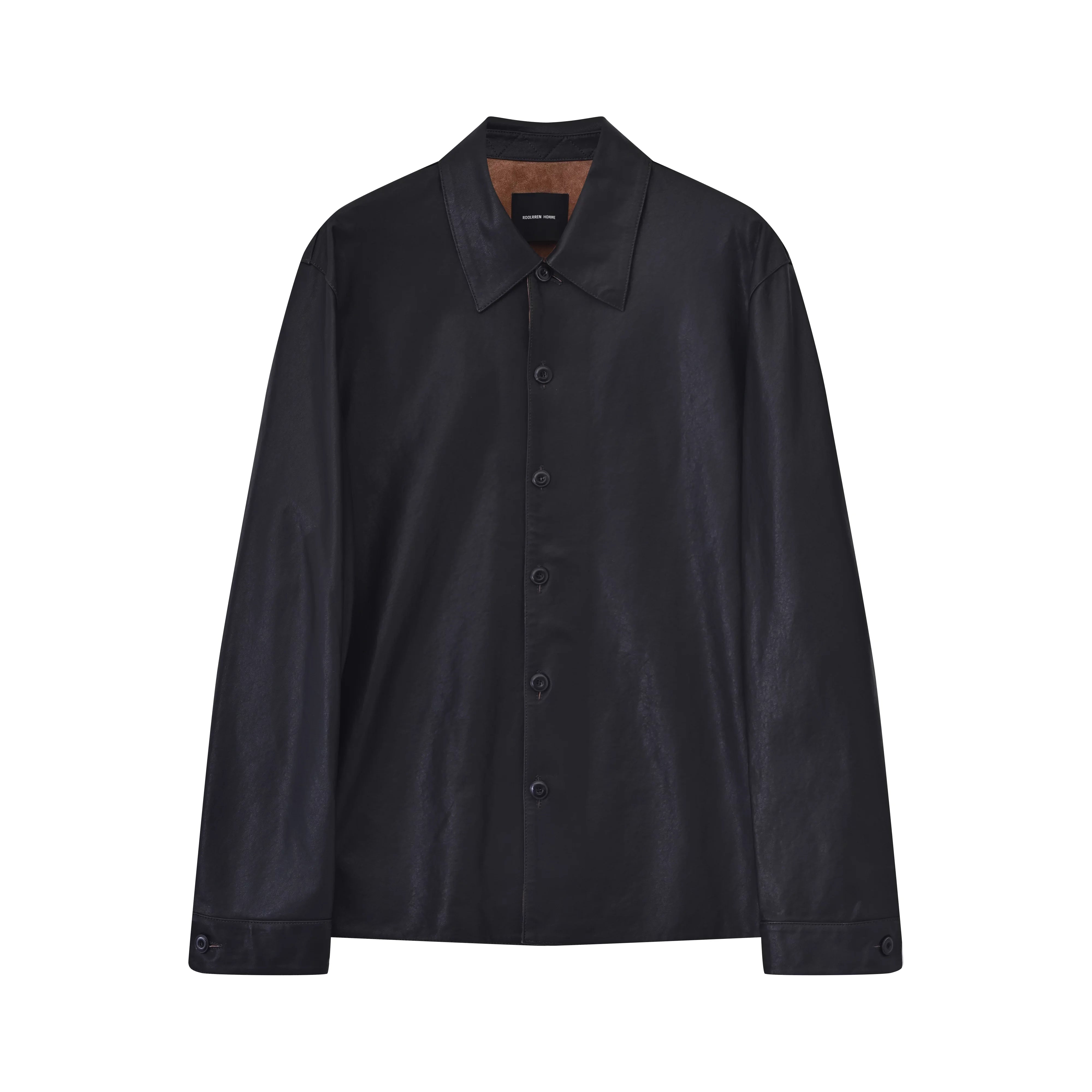 Roolrren homme East African Washed Lambskin Leather Shirt Jacket