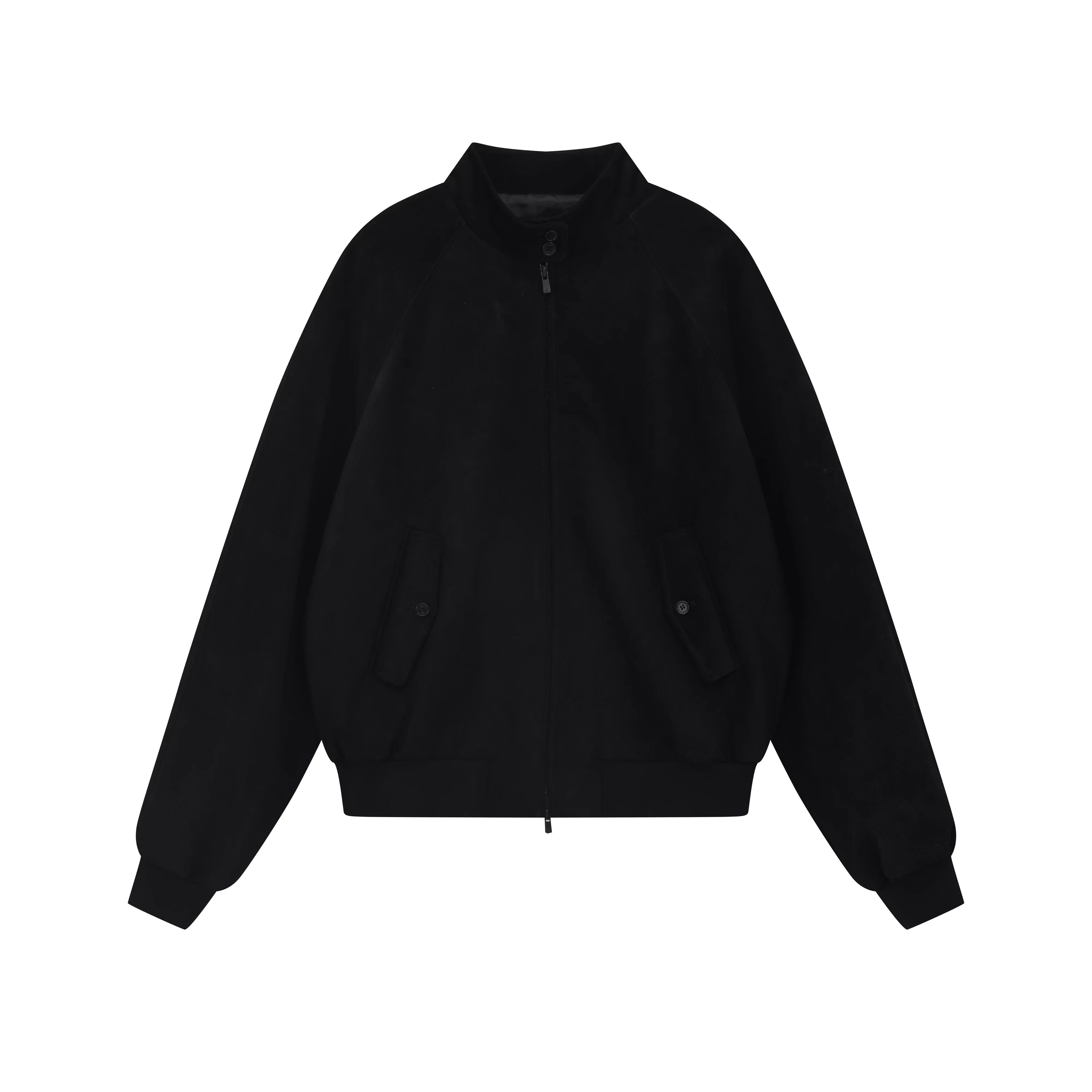 Roolrren homme Italian Suede Retro Stand Collar Leather Harrington Jacket