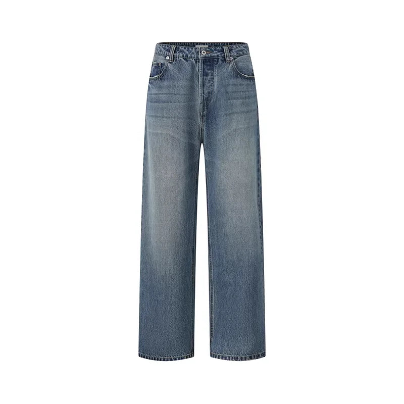 ROYA Vintage Washed Wide-Leg Straight Jeans