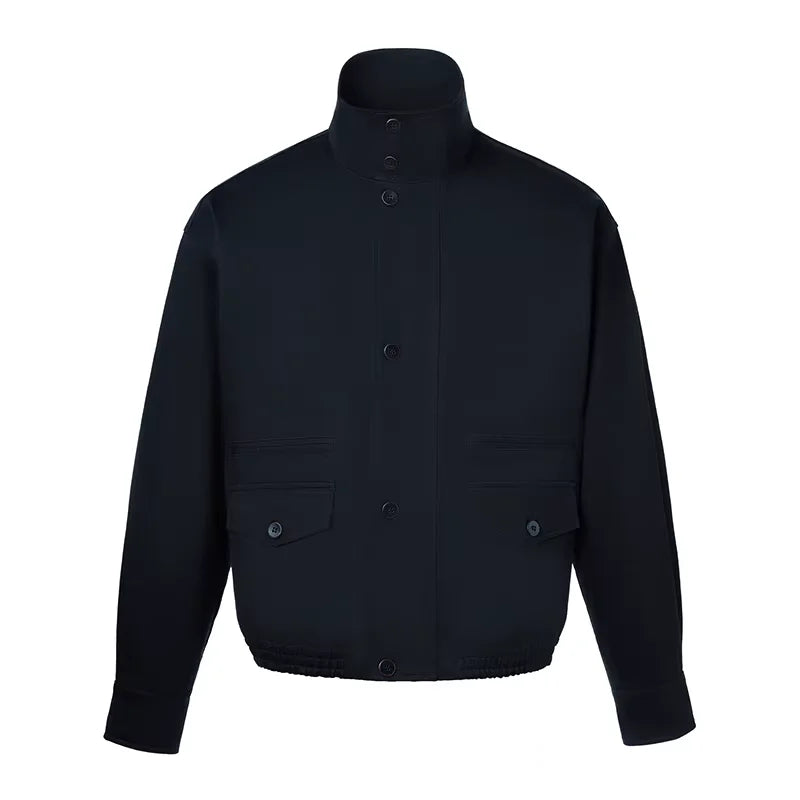 ROYA Stand Collar Boxy-Fit Jacket with Accordion Pockets