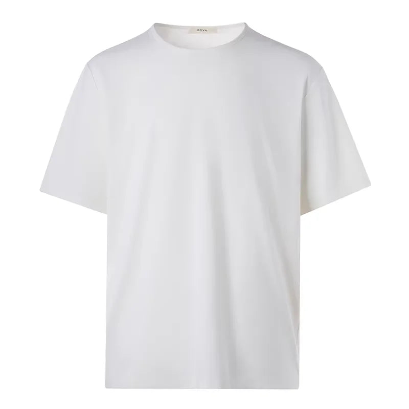 ROYA Textured Stripe Crew Neck Wool Blend T-Shirt