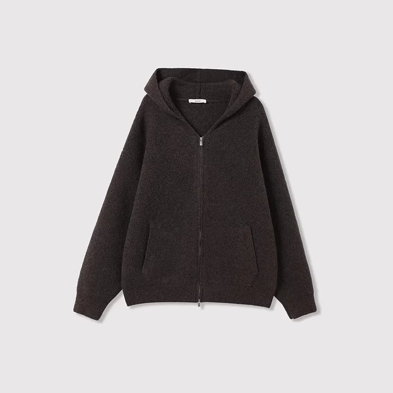 ROYA Heavyweight Wool Blend Hooded Sweater Jacket