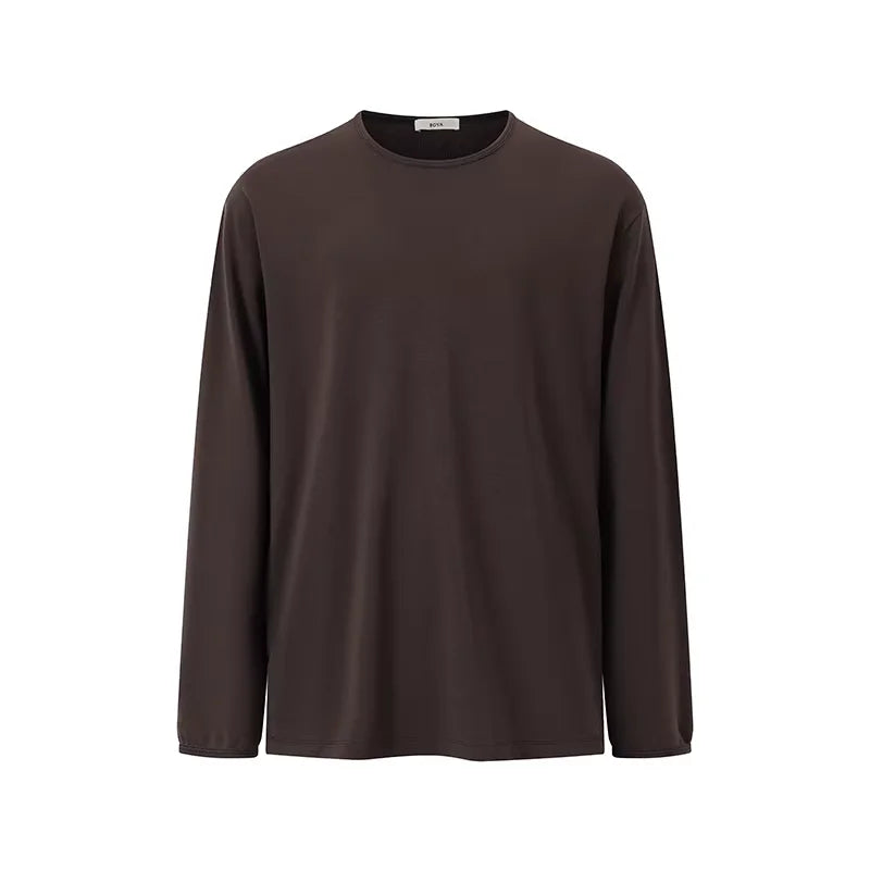 ROYA Tencel Wool Blend Long Sleeve Crew Neck Top