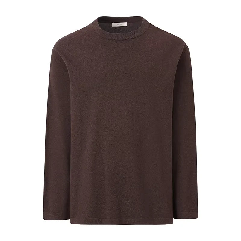 ROYA Men's Cashmere Cotton Blend Knit Crew Neck Pullover