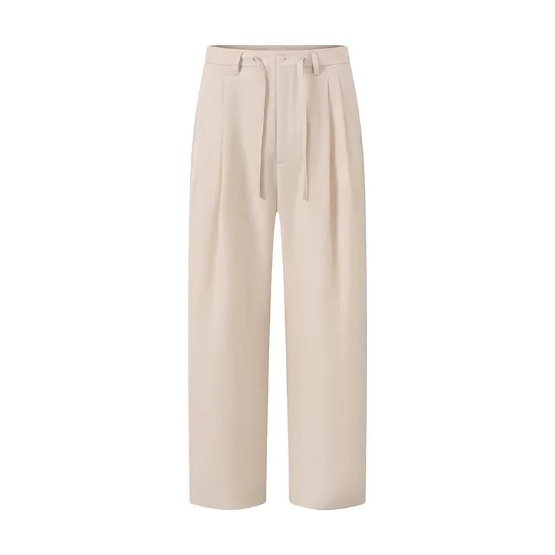 ROYA Wool Blend Pleated Relaxed Fit Trousers