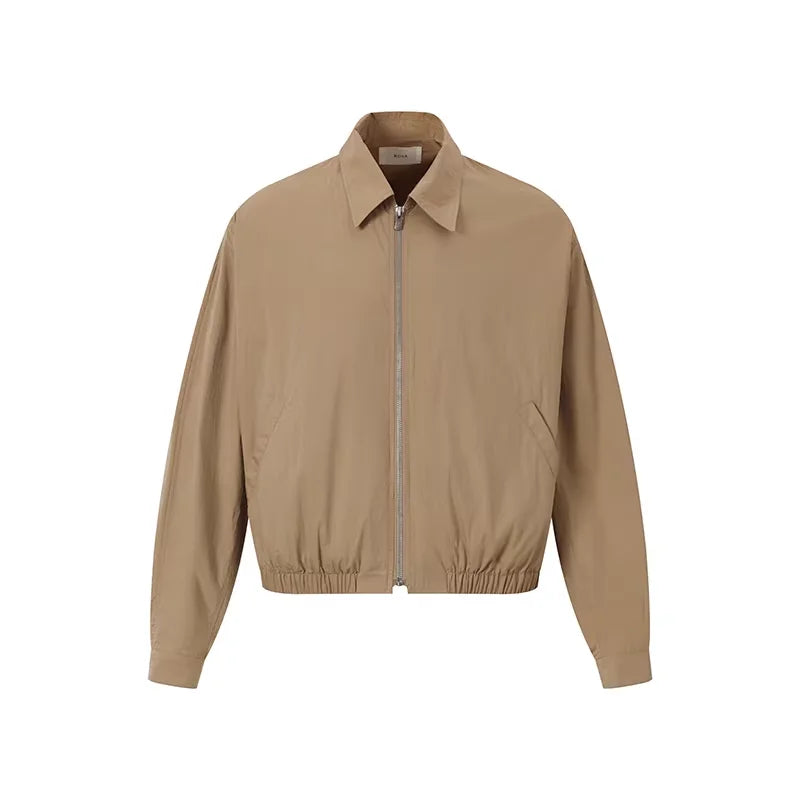 ROYA Men's Crinkled Matte Nylon Tencel Blend Casual Jacket