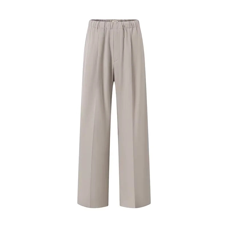 ROYA Men's Wool Blend Wide-Leg Drawstring Trousers