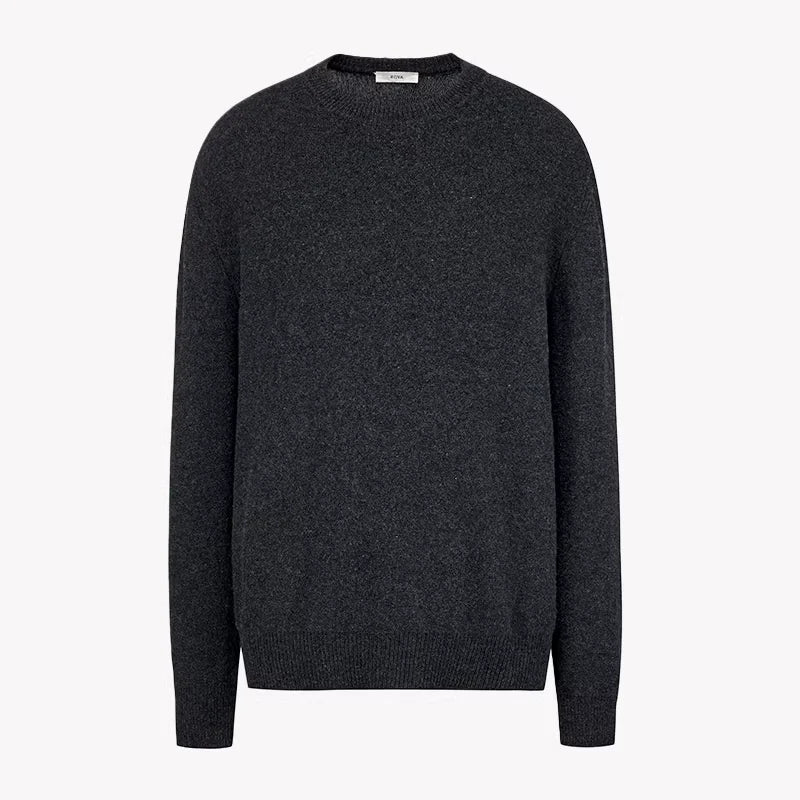 ROYA Men's Merino Wool Crew Neck Sweater in Flecked Grey