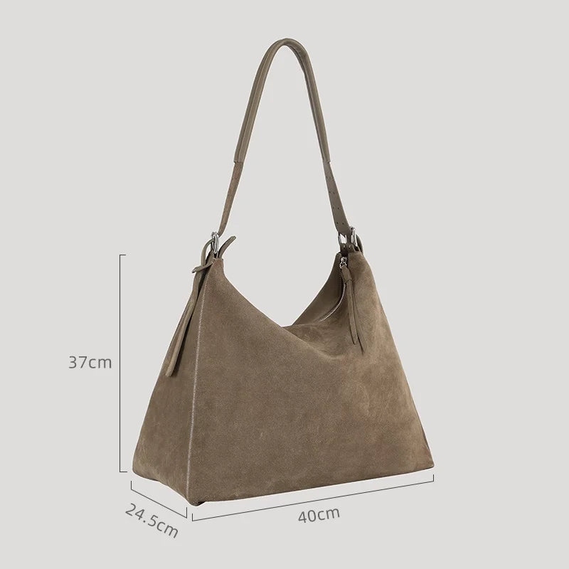 ROYA Suede Hobo Bag in Sand Clay