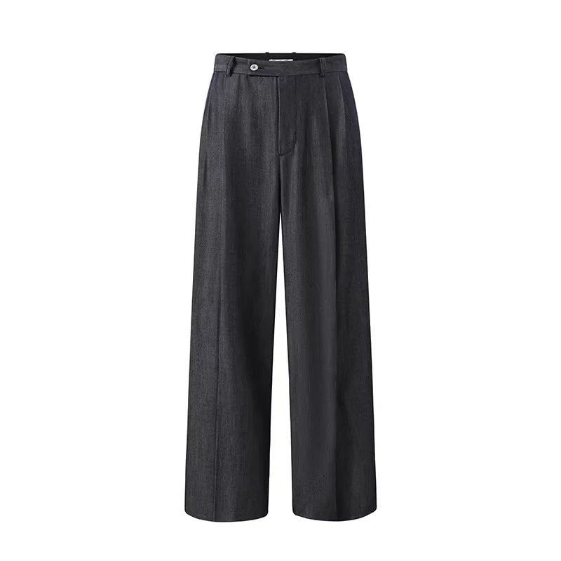 ROYA Silk Lyocell Denim-Style Wide-Leg Trousers