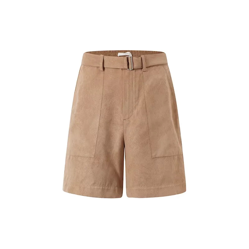 ROYA Men's Suede Cargo Shorts with Contrast Stitching