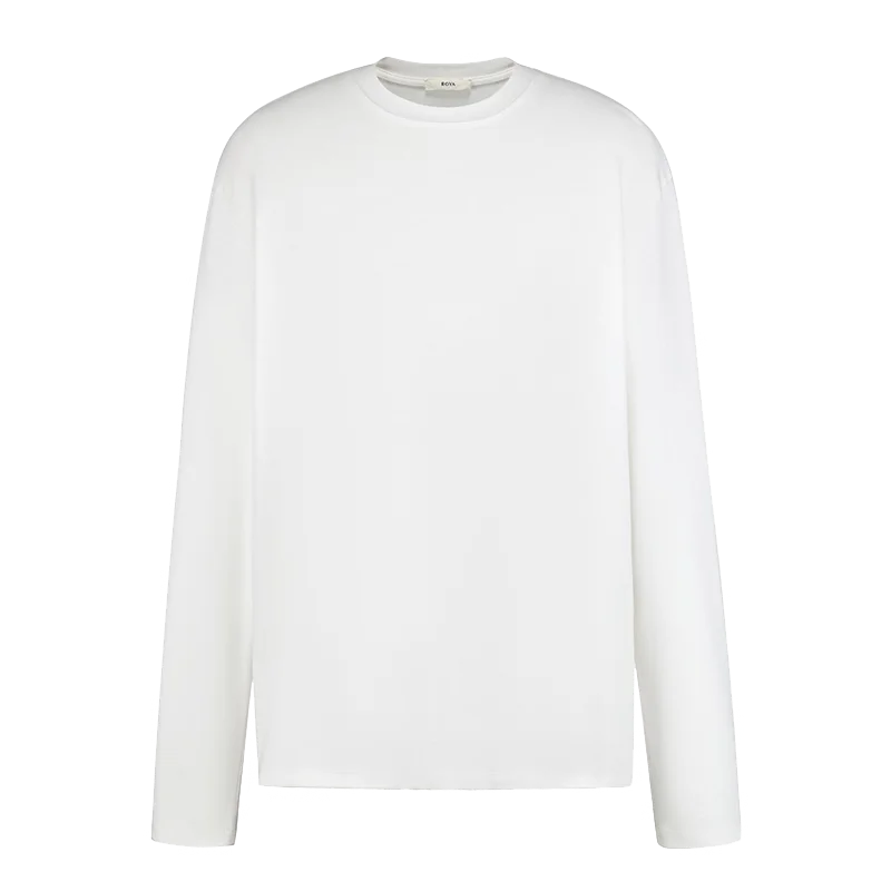 ROYA Men's Cotton Linen Long Sleeve Crew Neck T-Shirt