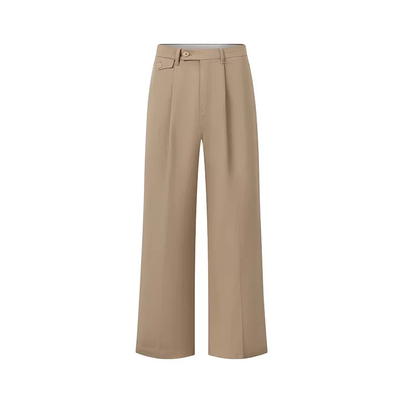 ROYA Pleated High-Density Twill Cotton Chino Pants