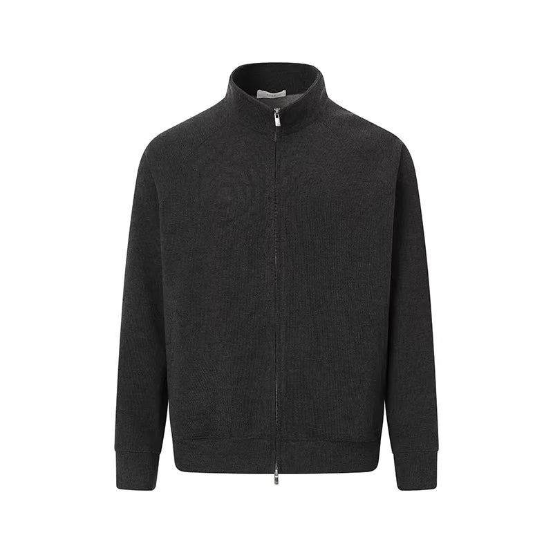 ROYA Wool Blend Stand Collar Knit Jacket